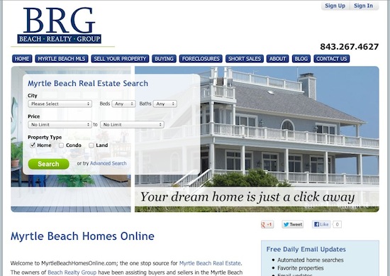 Mrytle Beach Real Estate Site gets Virtual Results